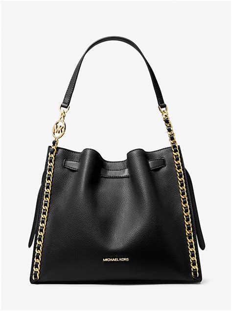 michael kors black bag with chain|michael kors mina large bag.